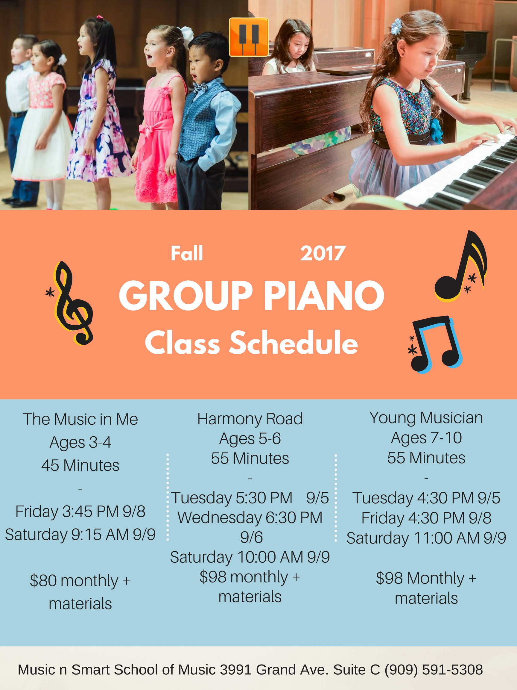 Fall 2017 Group Class Schedule Music n Smart